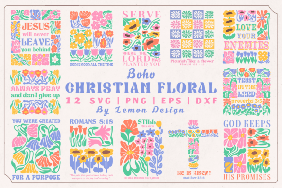Boho Christian Floral SVG Bundle: Graphics for Crafts
