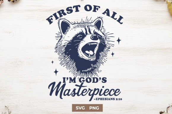 Funny Christian Raccoon SVG PNG Design for Crafts & Graphics