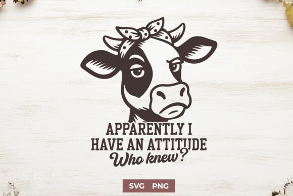 Funny Cow SVG, I Have an Attitude PNG — Graphics for Crafts