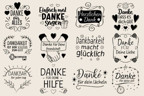 German Gratitude Sayings Plotter File: Graphics for Crafts & Brand Warmth