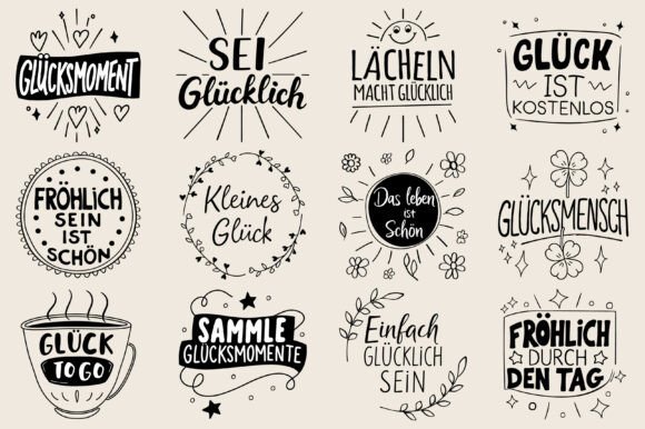German Happiness Sayings Plotter File for Crafts & Graphics