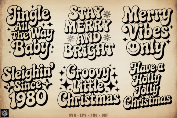 Retro Christmas Quotes SVG for Crafts & Graphics