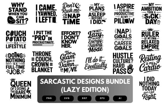 Sarcastic Lazy SVG Bundle: Graphics for Crafts