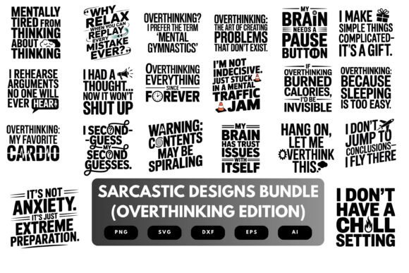 Sarcastic Overthinking SVG Bundle: Graphics for Crafts & Humor-Driven Brands